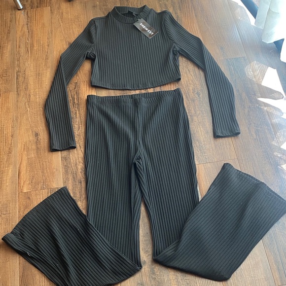 SHEIN Black Ribbed  Set - Picture 1 of 9